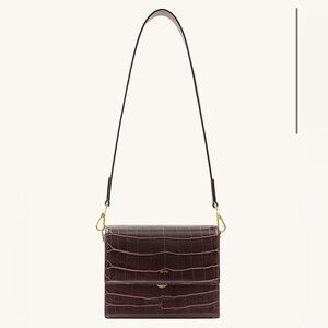 JW PEI mini flap crossbody in brown croc